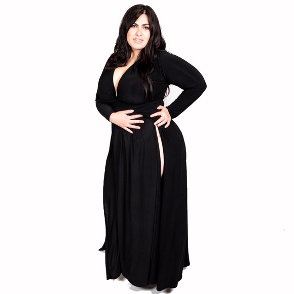 Plus Size ‘Gemini’ Double Slit Maxi Dress - Picture 2 of 7